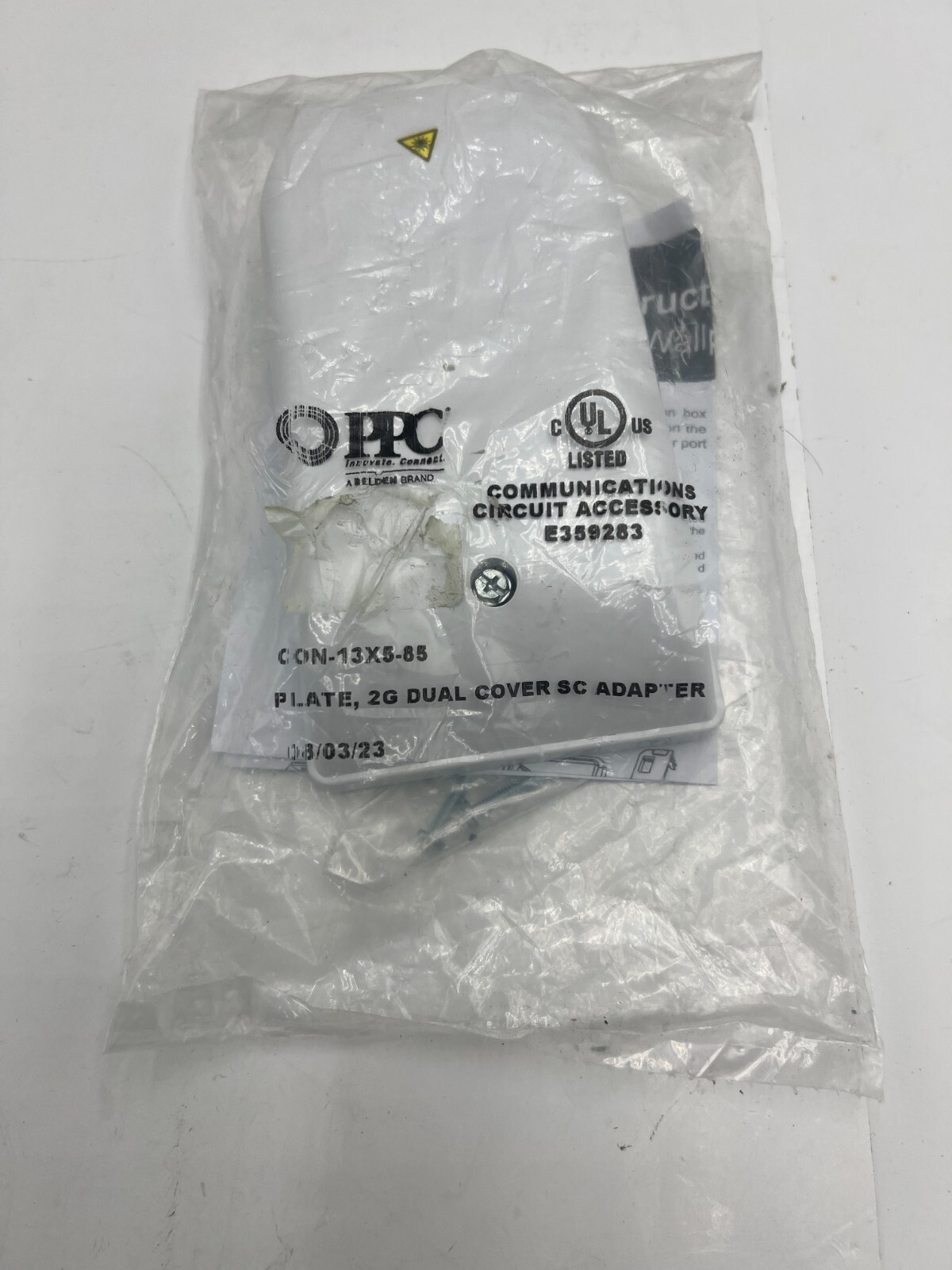(QTY 3) Belden Dual Cover SC Adapter Comm Circuit PPC CON-13X5-85 Plate 2G