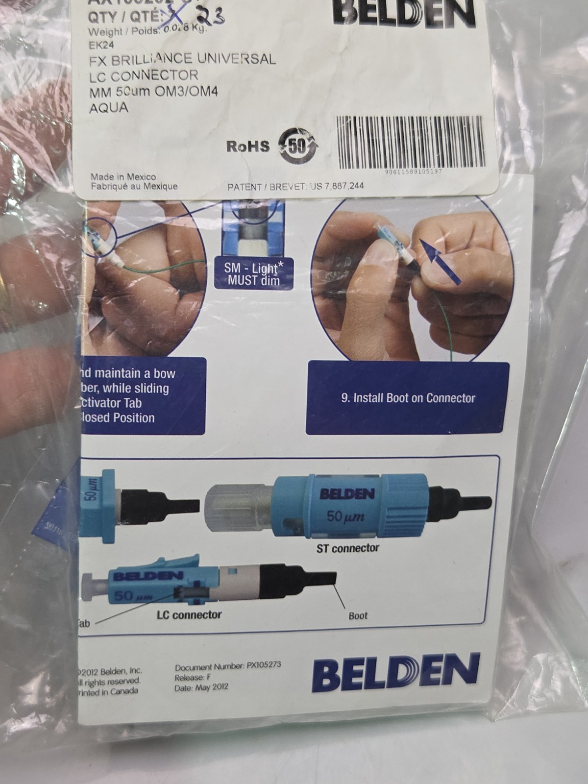 LOT OF 37 Belden AX105202-S1 FX Brilliance OM3/OM4 Multimode LC Connector Aqua –