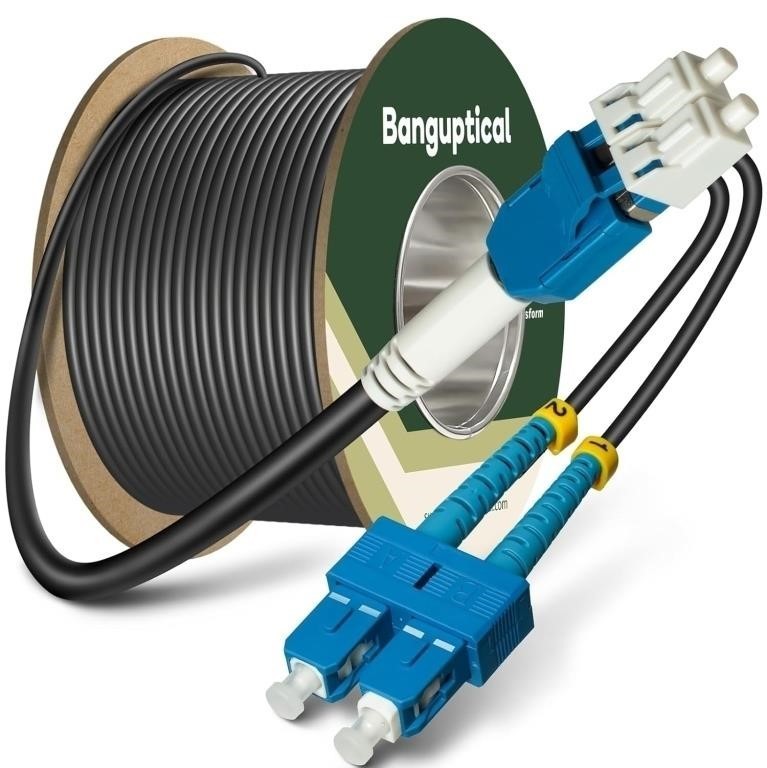 OD-5.0mm Outdoor 165ft (50m) Armored OS2 LC to SC Single Mode Fiber Cable NEW