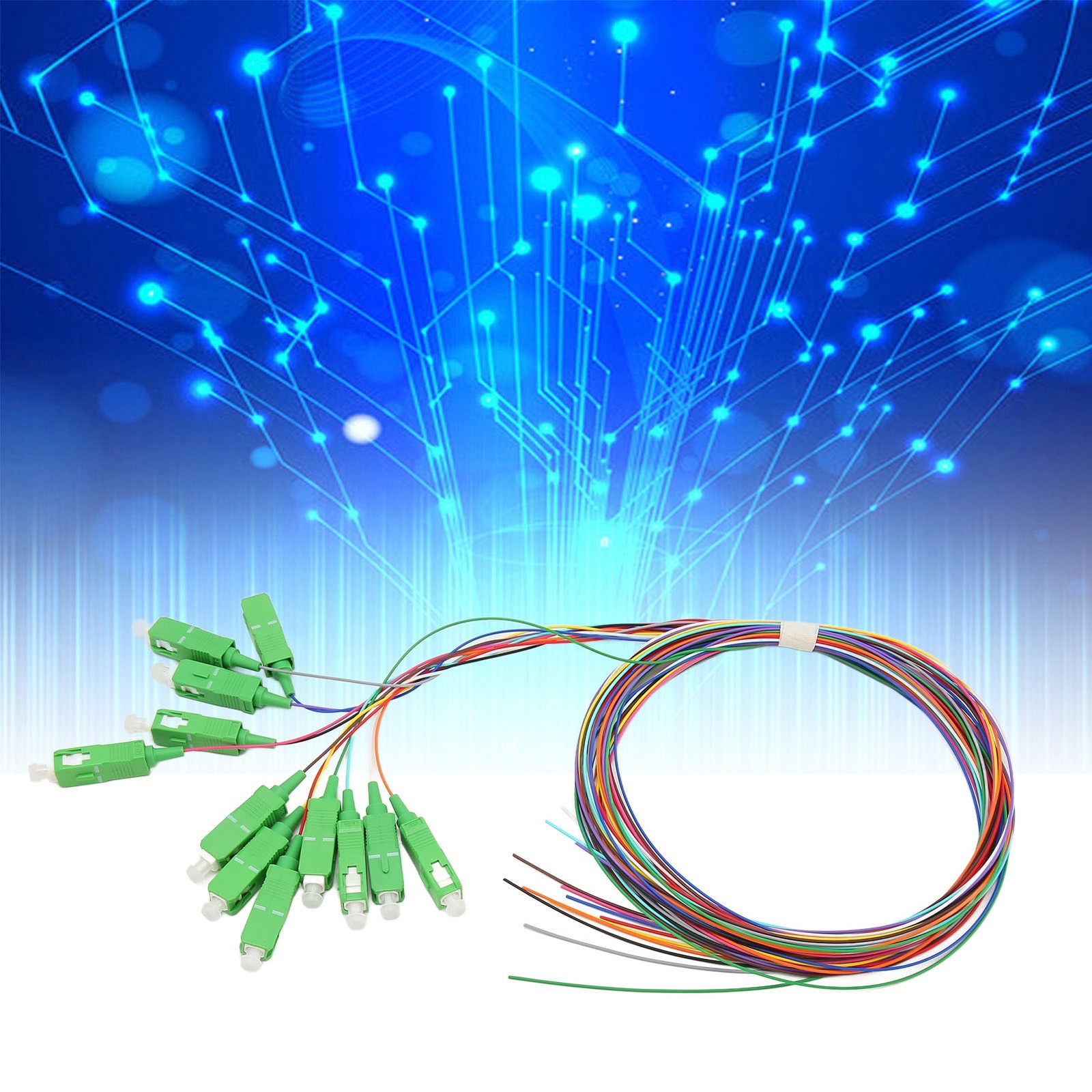 1.5 Meter Fiber Optic Pigtail 12 Strands SC 12 Color Single Mode Fiber Optic