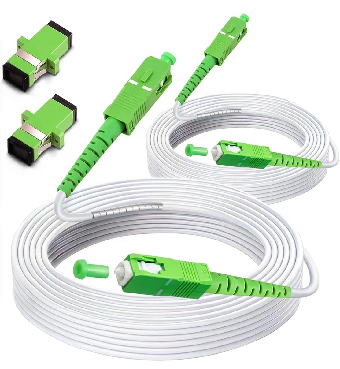 Bangun SC/APC to SC/APC OS2 Fiber Optic Cable 10M LSZH White 2 Pack