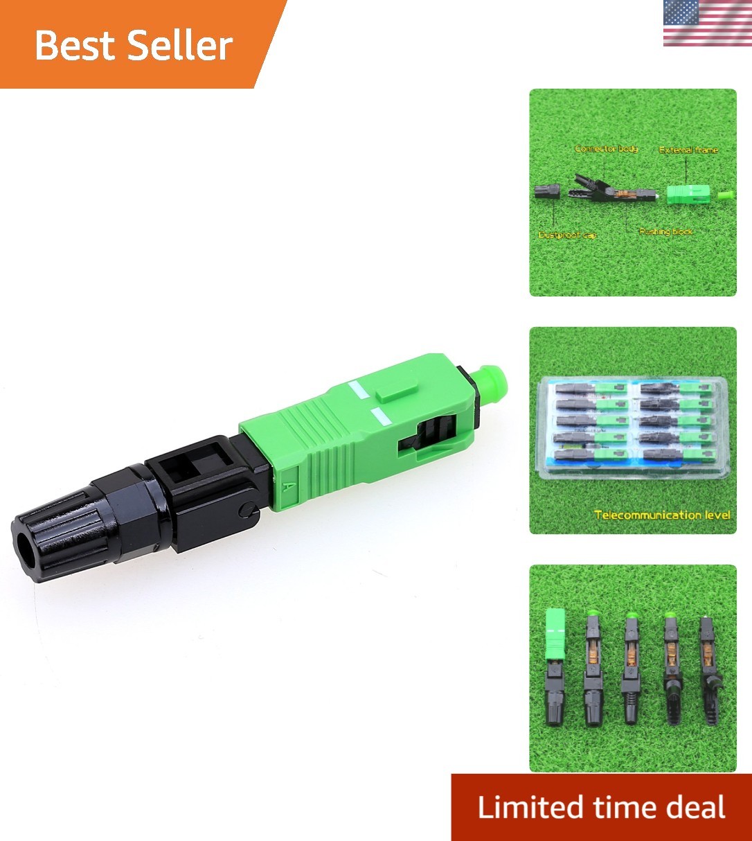 Bulk SC APC Optical Fiber Connectors – Versatile 10 Pcs for Indoor/Outdoor Use