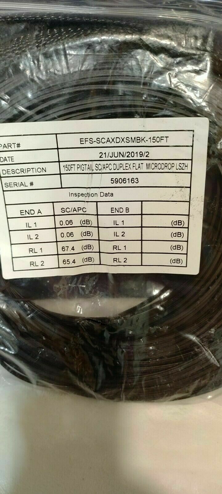 Fiber Optic Cable/ 15 FT./ Pigtail/ SC/APC Duplex Flat/ Microdrop LSZH