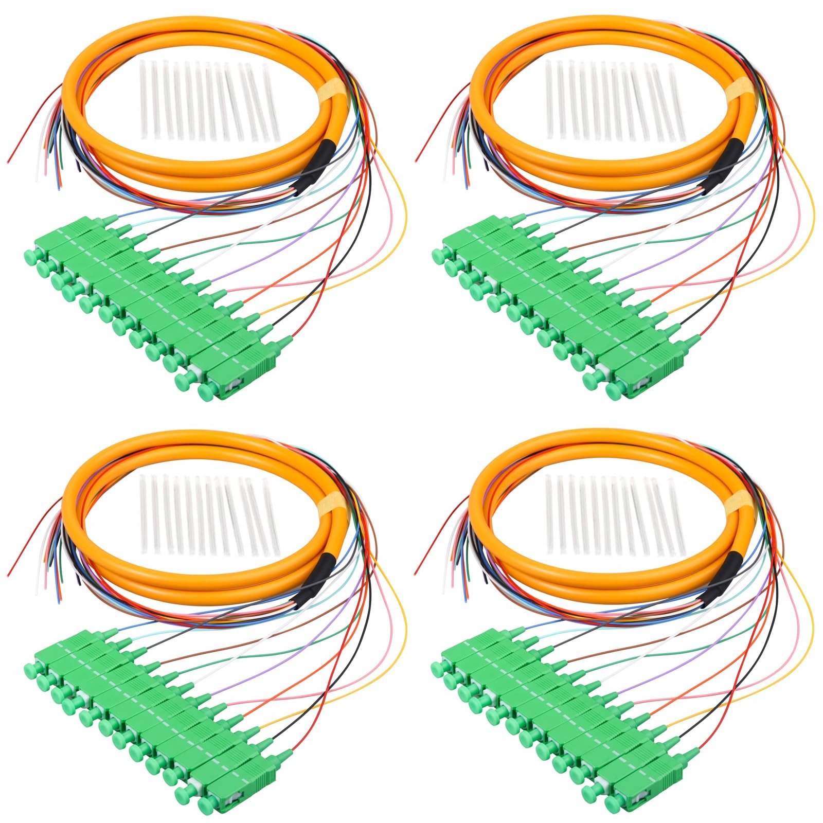 4 PCS 1.2m SC/APC Fiber Optic Pigtail 12 Strand SingleMode 9/125 SMF Cord