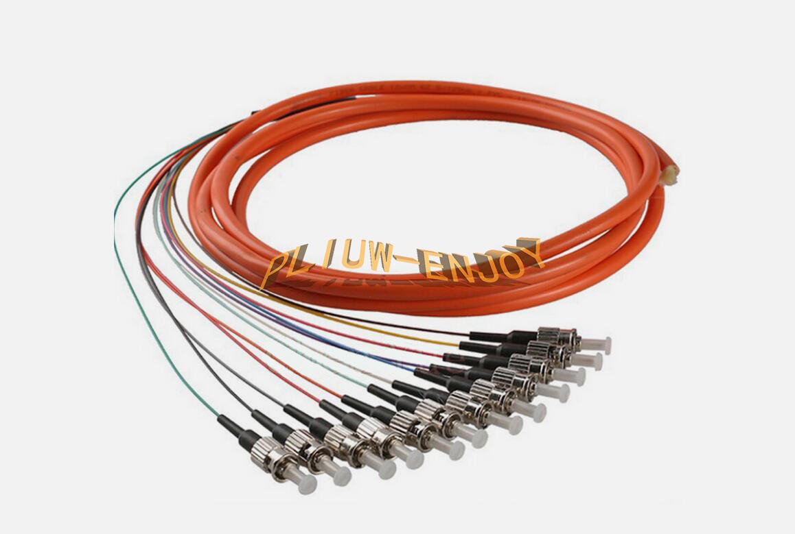 1.5 Meter 12 Fibers ST UPC OM1 62.5/125 Multi Mode Bundles Optical Fiber Pigtail
