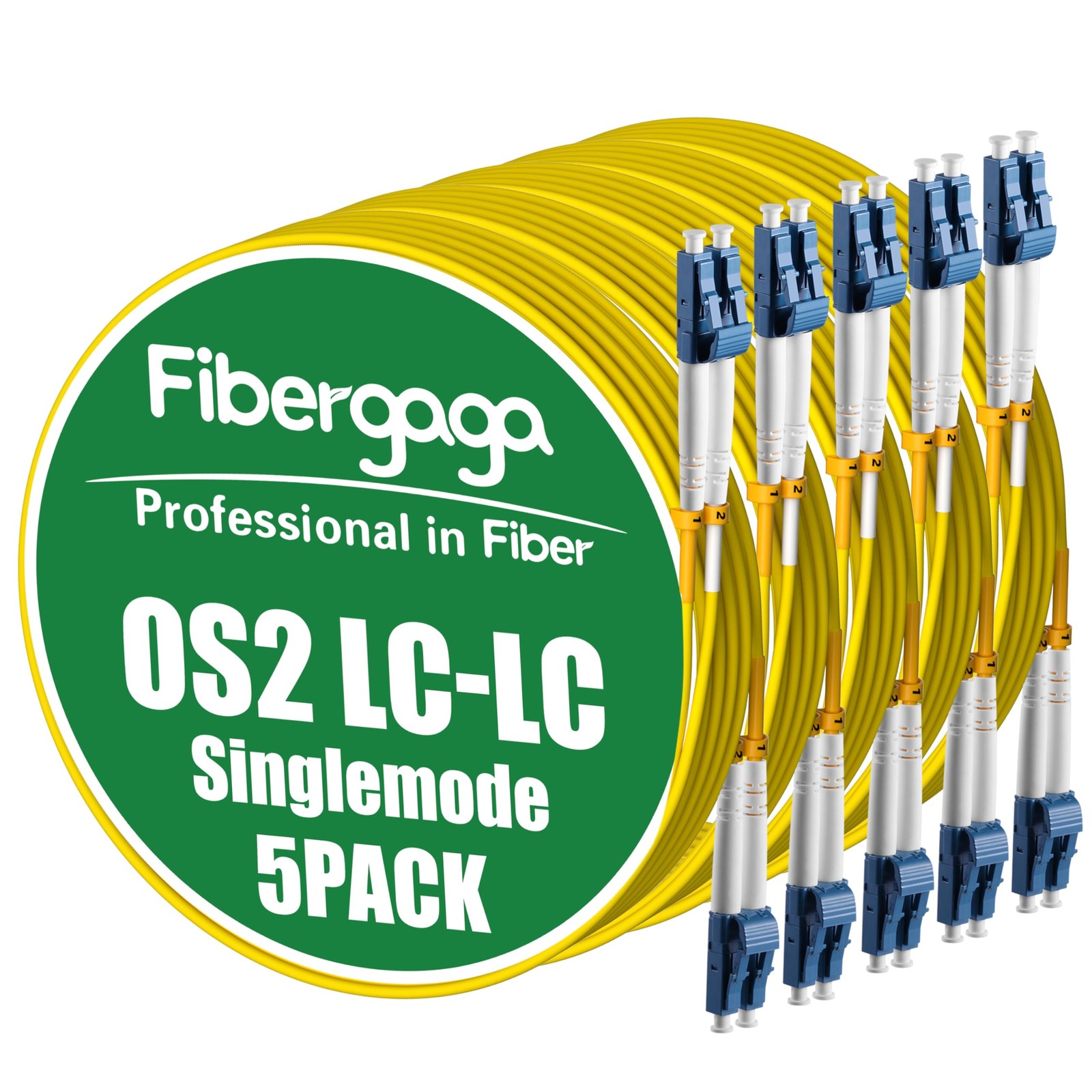 5M 16ft OS2 LC To LC Fiber Patch Cable Duplex Singlemode 9/125m 5 Pack