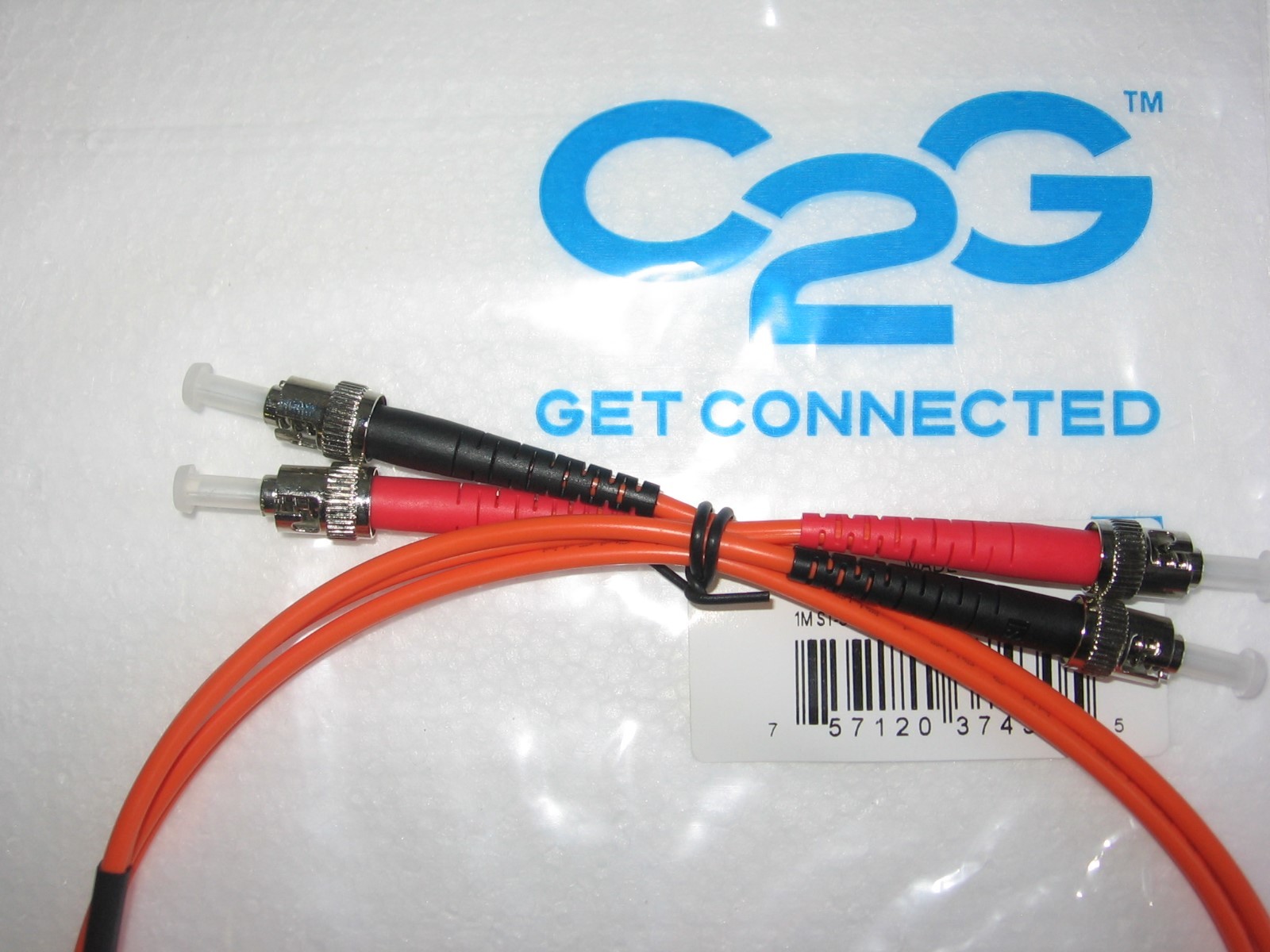 C2G 37430 Duplex Fiber Optic 1 Meter Patch Jumper Cable ST-ST 50/125 Orange