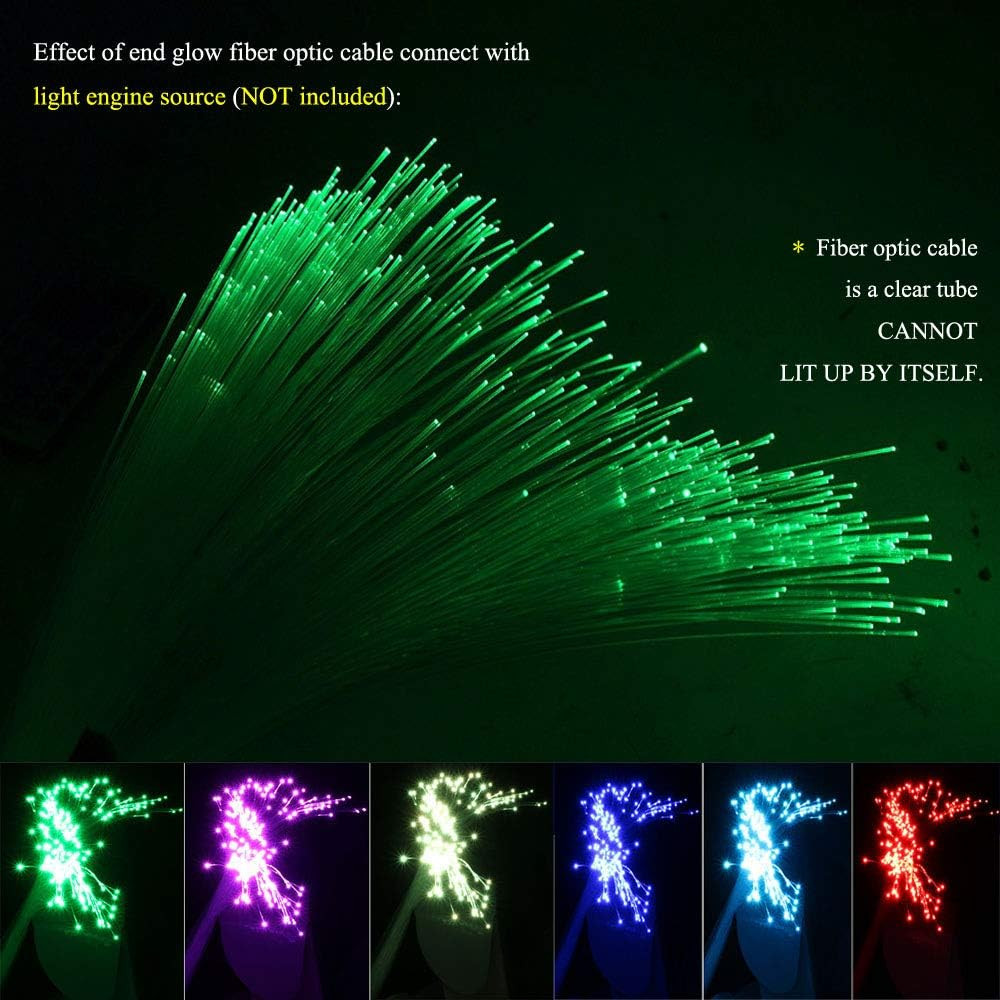 PMMA END Glow Fiber Optic Light Cable 100Pcs Ф0.03In(0.75Mm) 6.5Ft/2M for LED St