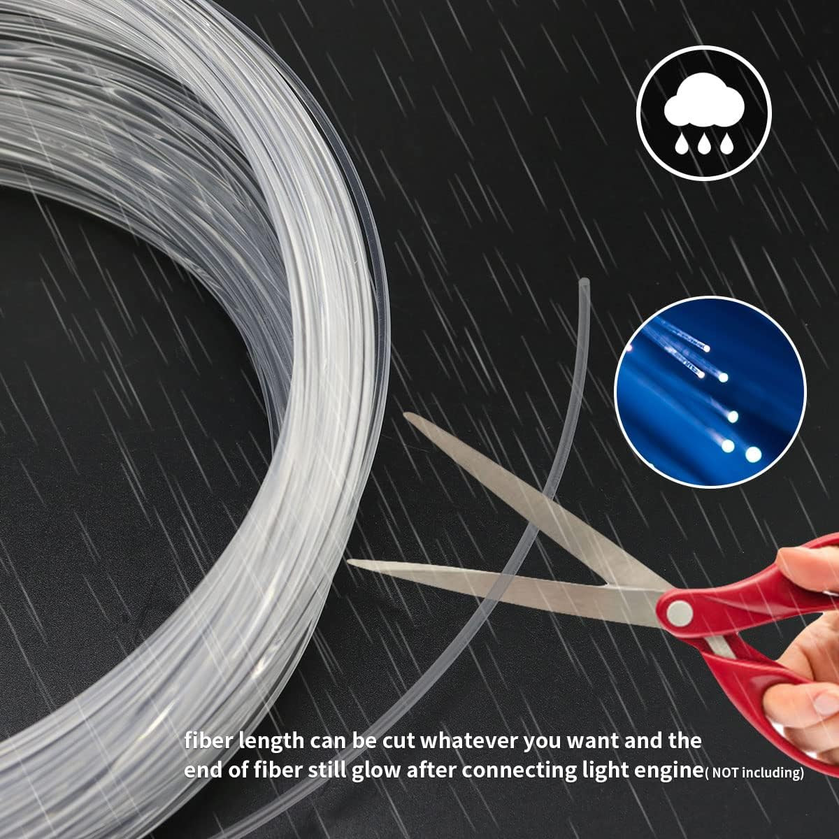 AZIMOM PMMA Plastic End Glow Fiber Optic Cable 0.25Mm(0.01Inch) 100M(328Ft)/Roll