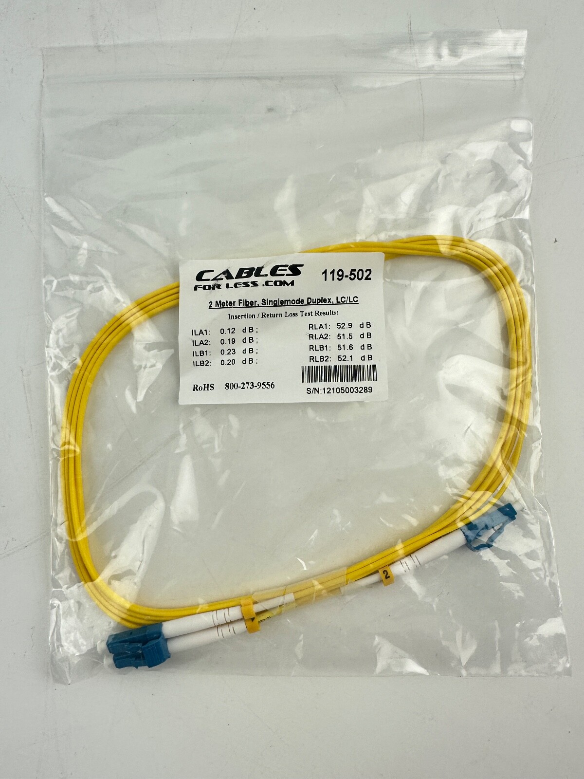 x(4) 2 Meter LC/LC Single-Mode Duplex 9/125 Fiber Optic Networking Cable