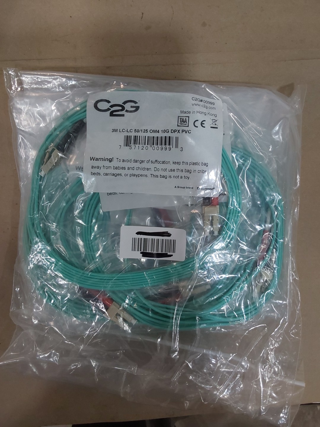 10 Pack – Legrand C2G Fiber Optic Cable 3M LC-LC 50/125 OM4 10G DPX PVC Duplex