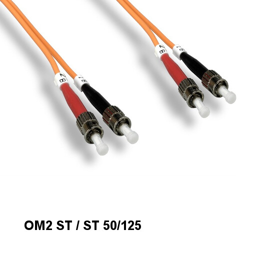 Kentek 1 Meter OM2 50/125 Fiber Optic Cable ST/ST Multi-Mode Duplex UPC/UPC