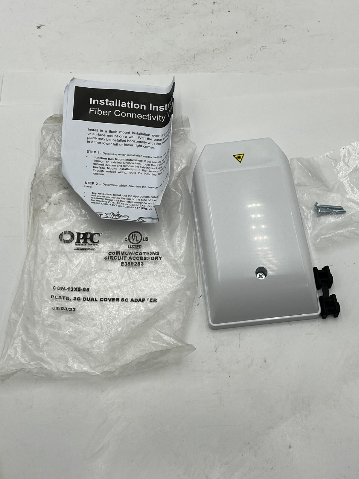 (QTY 2) Belden PPC CON-13X5-85 Plate, 2G Dual Cover SC Adapter
