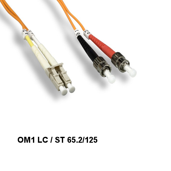 [10pc] Kentek 1m OM1 LC to ST Multi-Mode Fiber Optic Cable 62.5/125 Duplex ATM