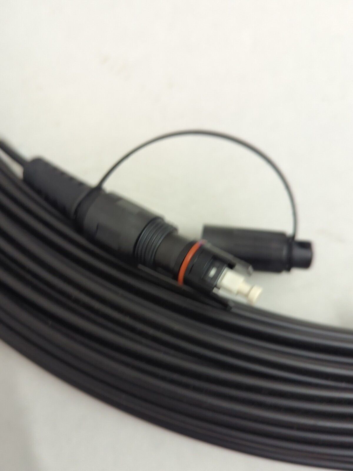 300FT Fiber Optic Flat Drop Cable Hardened SC/APC to Open End, H-Connector SMF 1