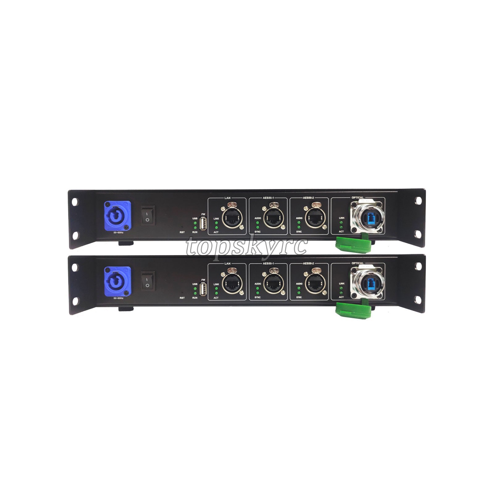 DN50 2CH AES50 Optical Fiber Extender + Gigabit Transceiver 2-IN-1 Tuning Light