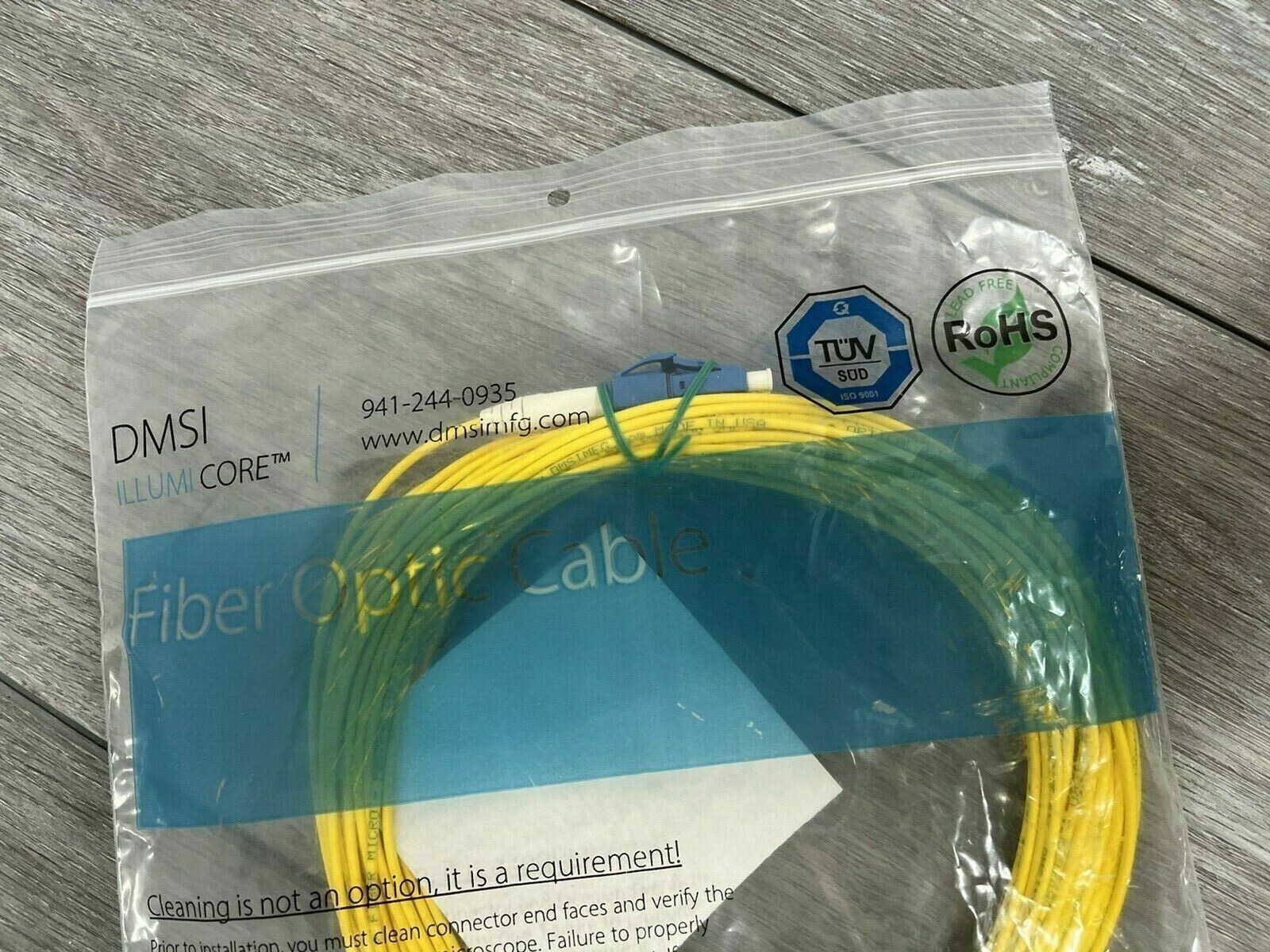 DMSI LC/UNIBOOT-LC/UNIBOOT Singlemode Indoor 3mm Fiber Optic Cable, Yellow 50 FT