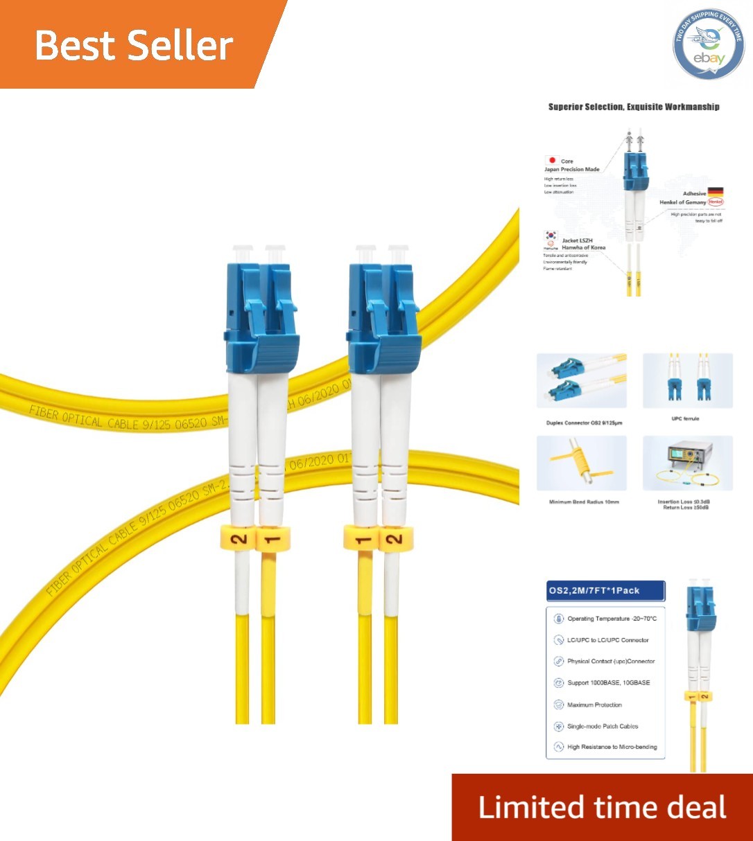 Flexible 2M LC to LC Fiber Cable with Min Bend Radius – Ideal for Data Centers