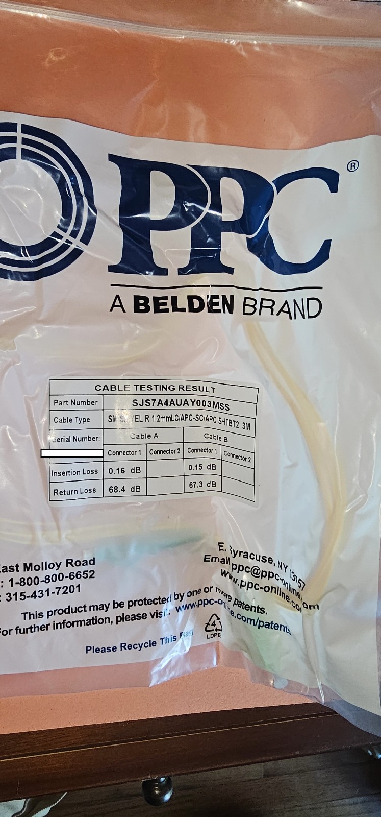 1pc SM SX YEL R 1.2mmLC/APC SHTBT2 3M BRAND NEW !!! apc-sc apc PPC BELDEN