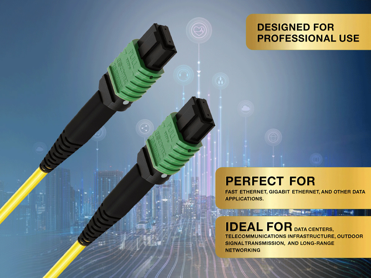 3m OS2 MTP TO MTP/APC 12 Fibers Corning Fiber Trunk Cable Type B Single-Mode …