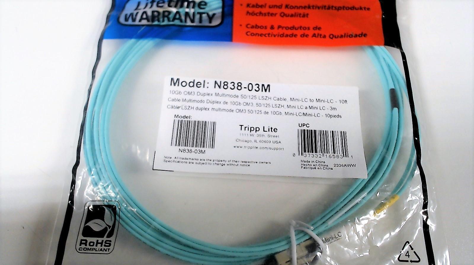 10Gb Duplex MultiMode 50/125 OM3 LSZH Fiber Cable Mini-LC – Mini-LC 3m 10ft
