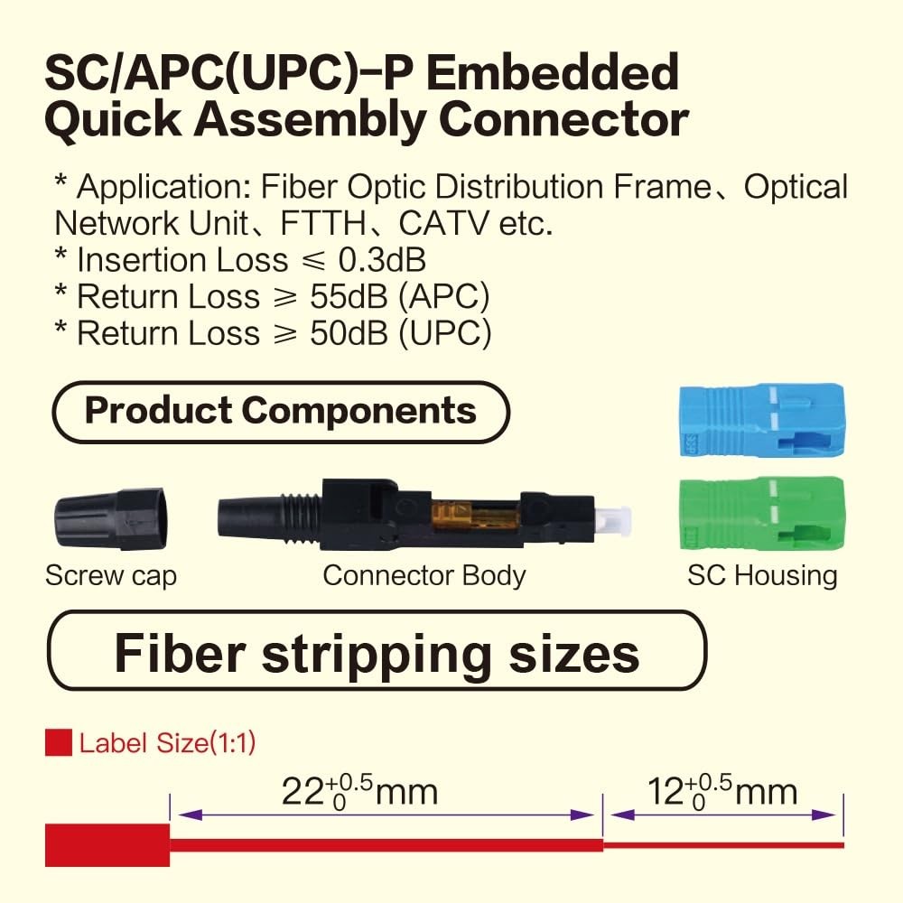 20pcs ftth SCAPC Fiber Optic Fast Connector Fiber Quick Connector Suitable fo…