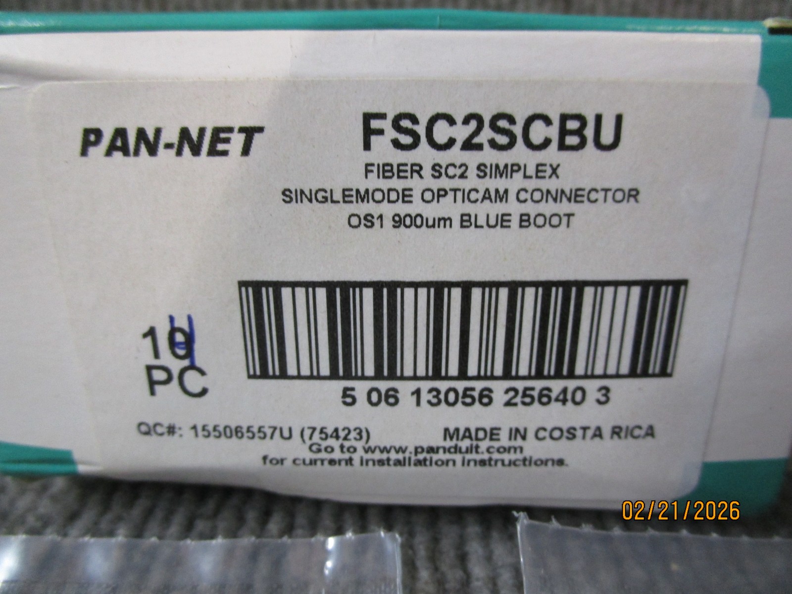 (12) Panduit FSC2SCBU Single Mode Opticam Fiber Optic Connector