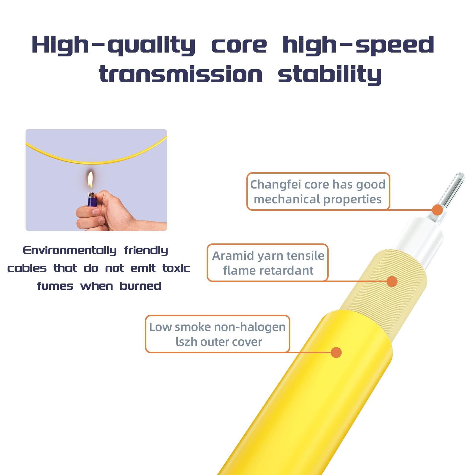 6 Meters 20 FT Yellow LC/UPCSC/UPC SingleMode Fiber Cable OS2 9/125um