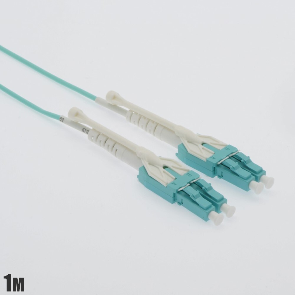 1M Uniboot LC UPC to LC UPC OM4 Duplex Multi Mode Fiber Optical Cable Pull Push