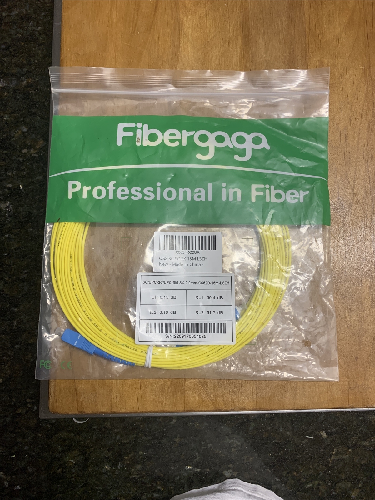 🔥NEW – Fibergaga 15m (49ft) OS2 SC/UPC to SC/UPC Fiber Patch Cable Single Mode
