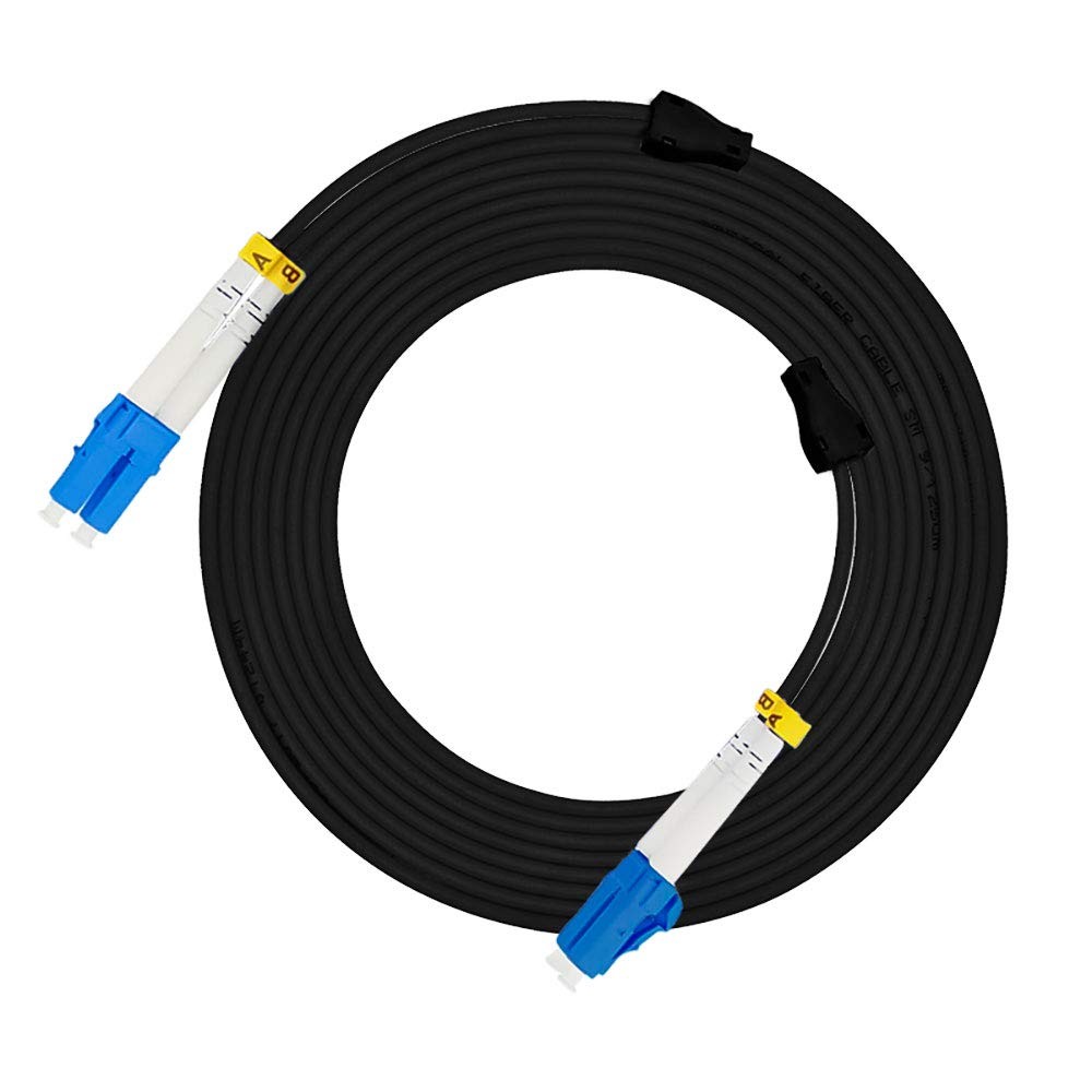 Jeirdus 100ft 100feet 30m LC to LC Outdoor Armored Duplex 9/125 SM Fiber Opti…