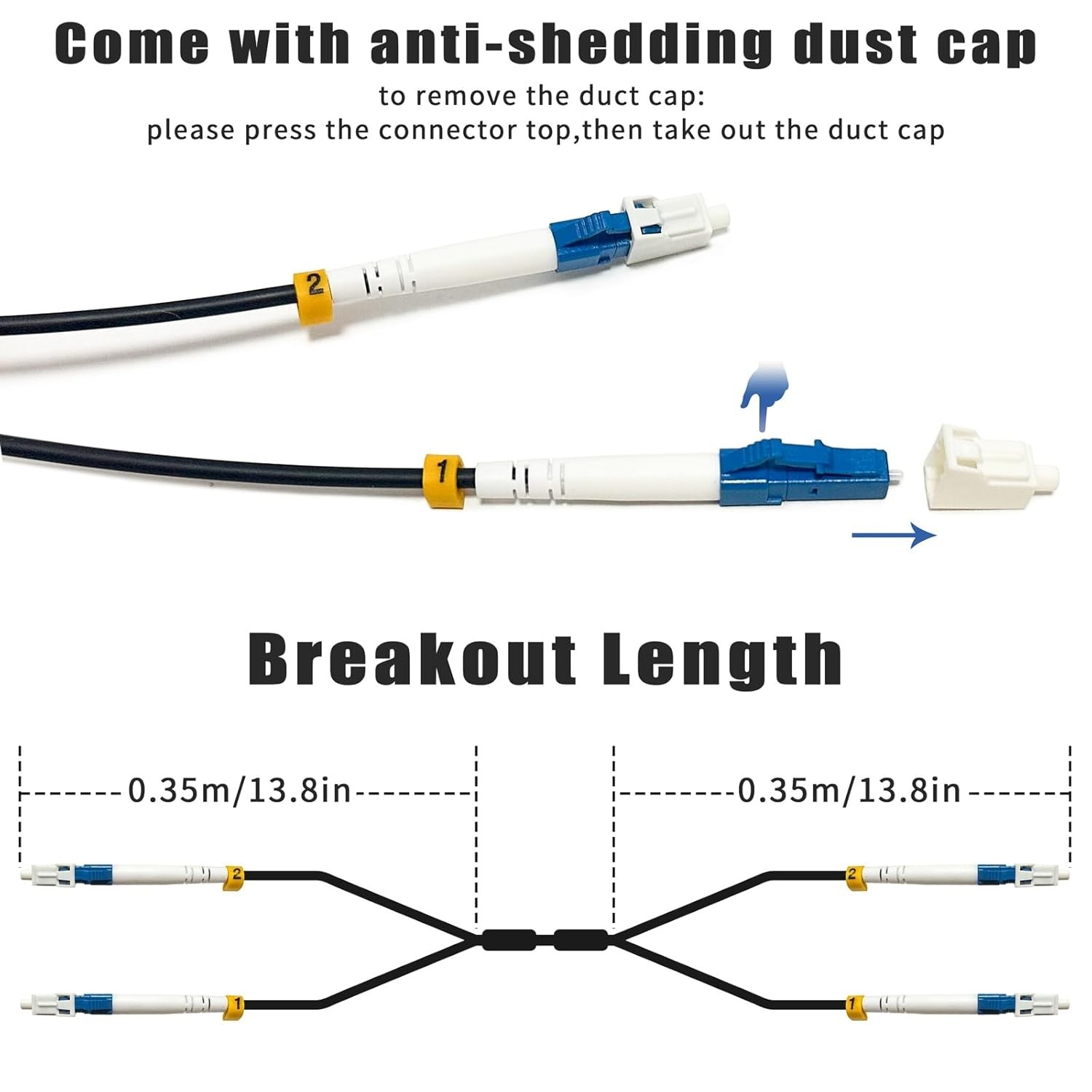 500ft LC to LC Armored Fiber Optic Cable, Single Mode, OS2