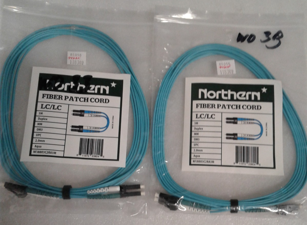 Lot of 6 Northern NFJ8803C2RA3M Fiber Patch Cord 3M LC/LC – New in Bags