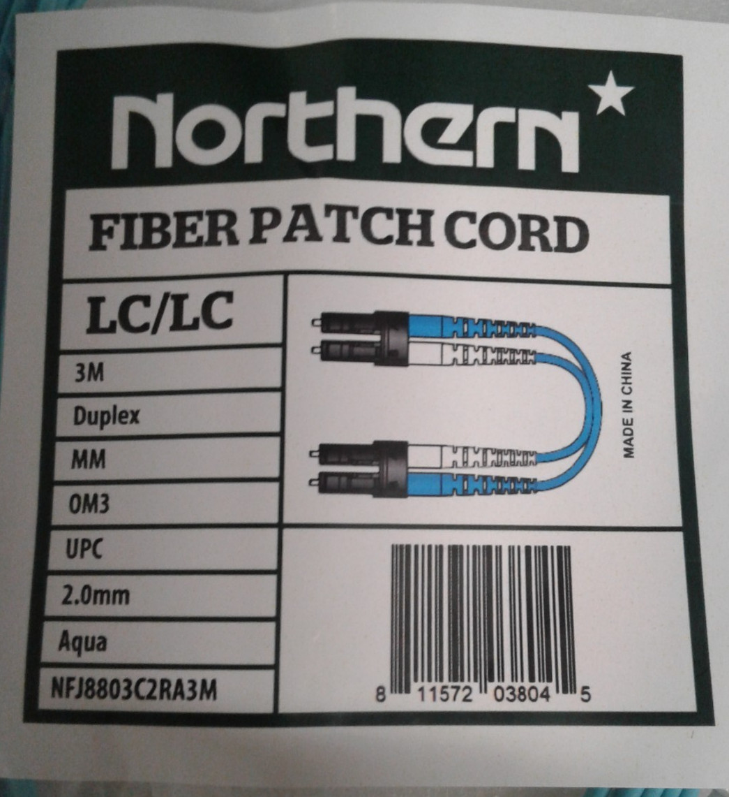 Lot of 6 Northern NFJ8803C2RA3M Fiber Patch Cord 3M LC/LC – New in Bags