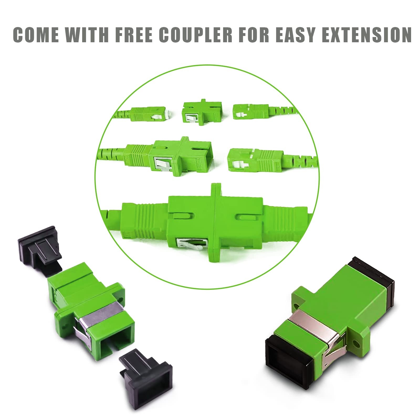 50Ft (15 Meters) SC/APC to SC/APC Fiber Optic Internet Cable, Armored Single Mod