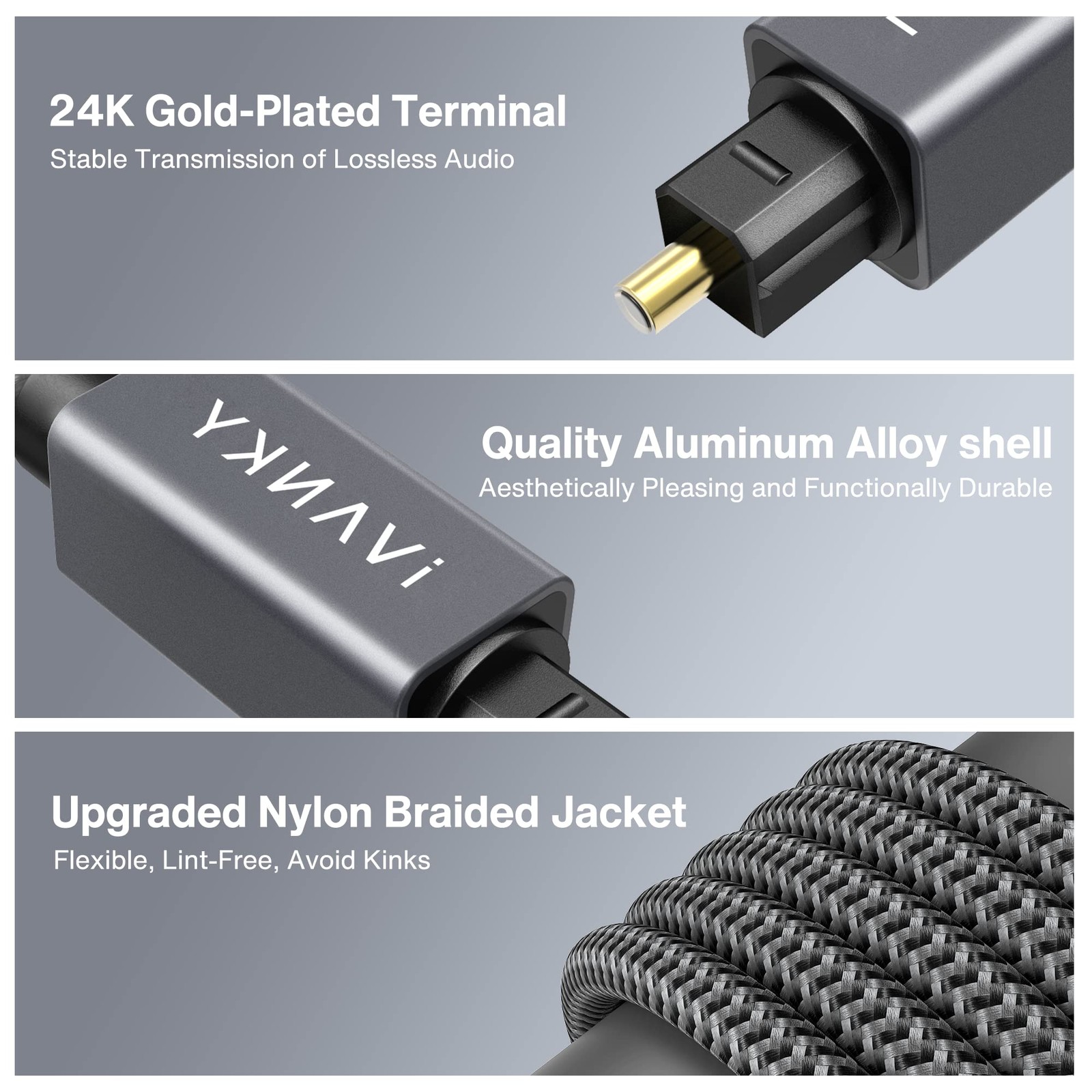 Optical Audio Cable 10ft/3m Long Digital Audio Optical Cable For Soundbar S/pdif