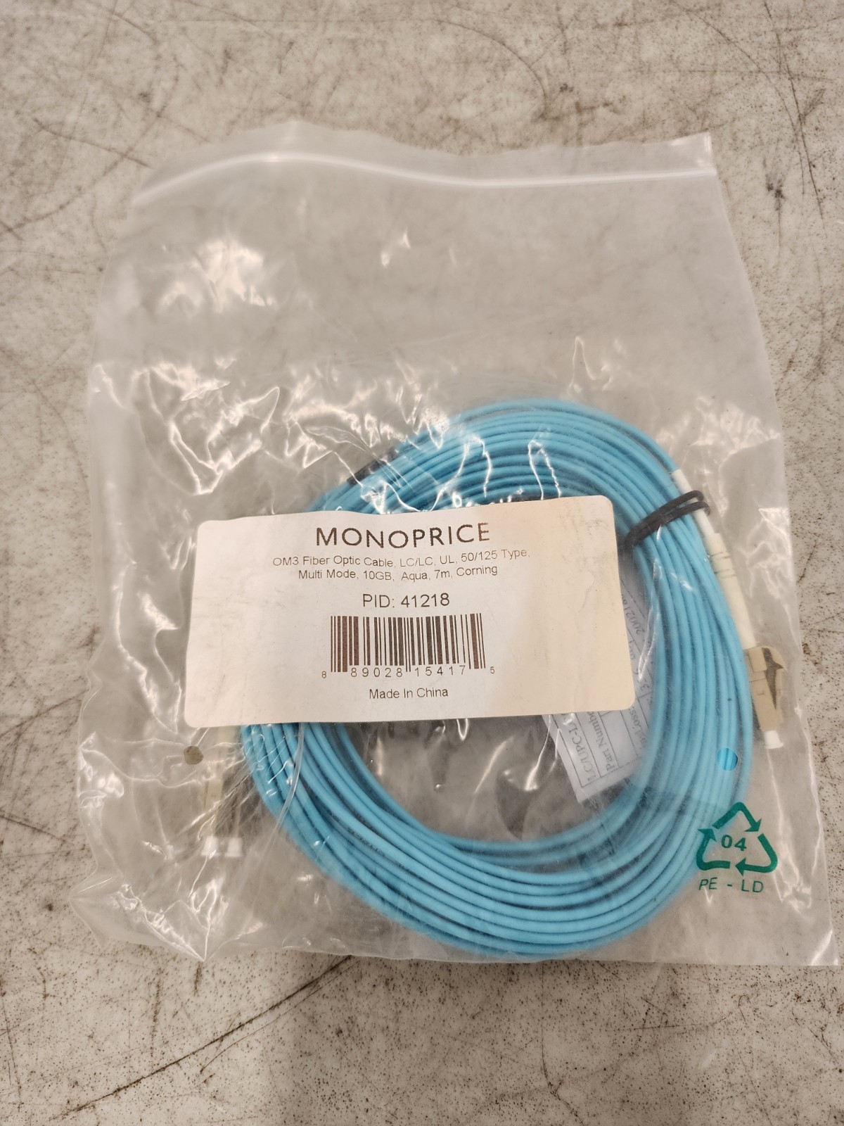 5)Monoprice Multi-Mode OM3 Fiber Optic Cable LC-LC UL 2mm 50/125 OFNR Duplex 7mm