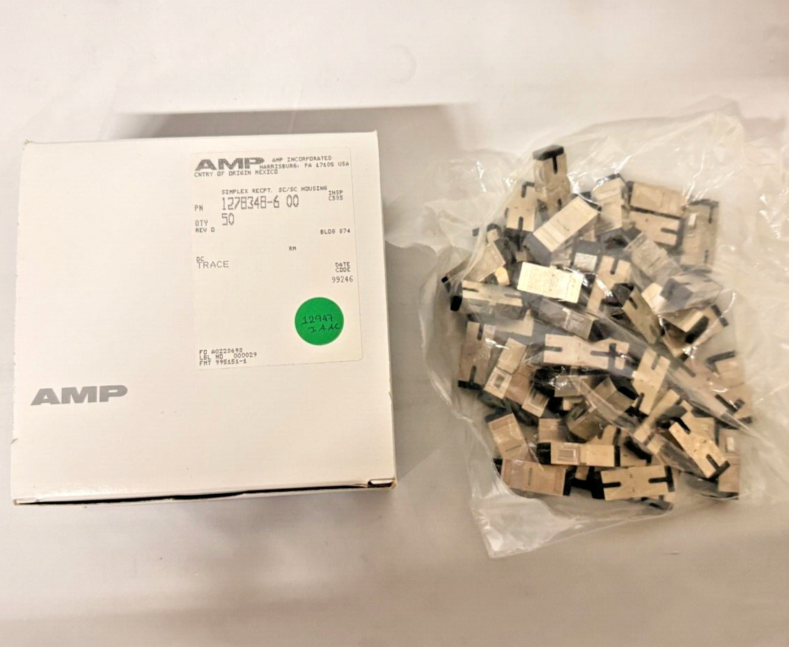 (Lot of 50) AMP/Tyco 1278348-6 Metal SC/SC Premium Fiber Optic Adapters – New