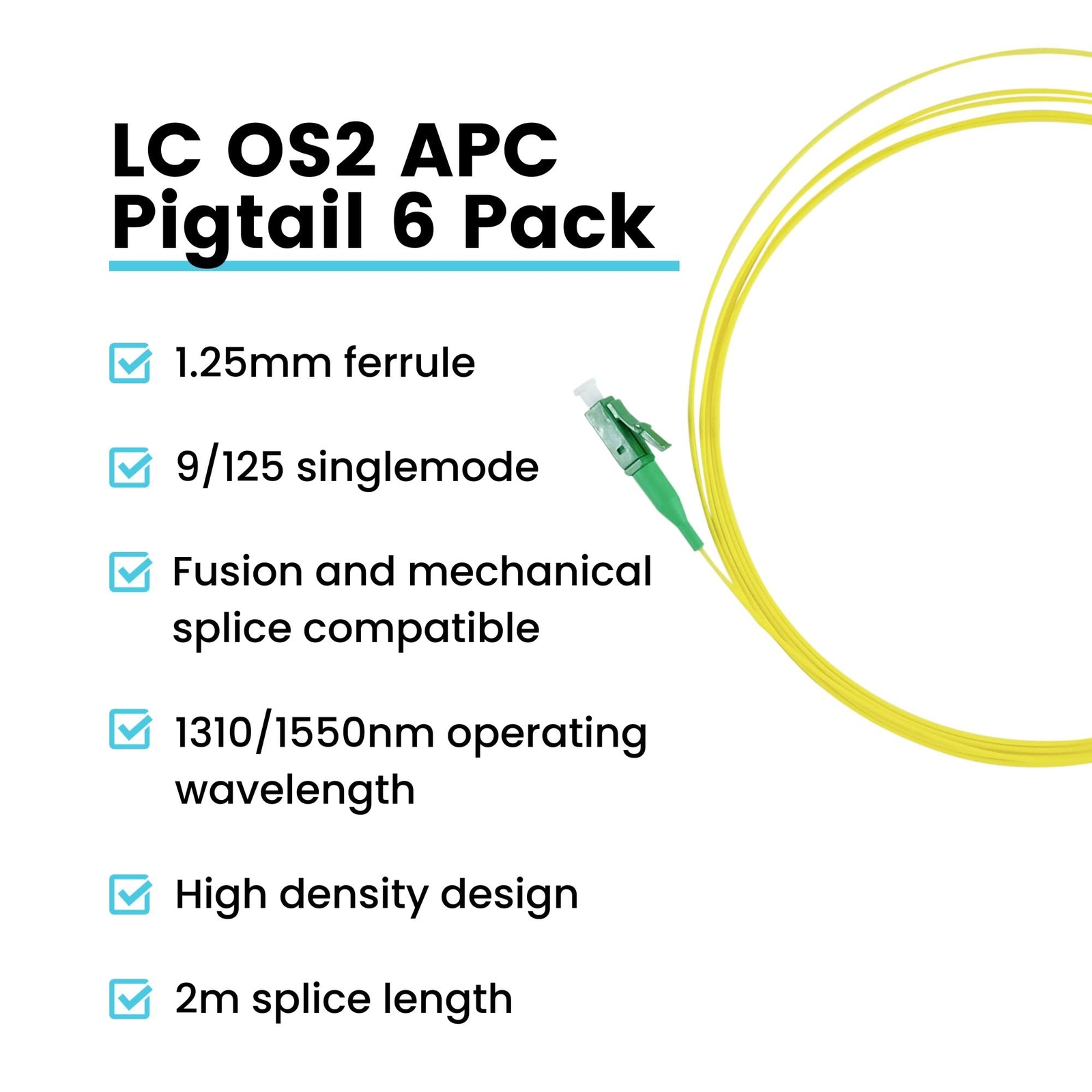 trueCABLE Simplex LC Angled Physical Contact OS2 Singlemode PVC LSZH 0.9mm Fi…