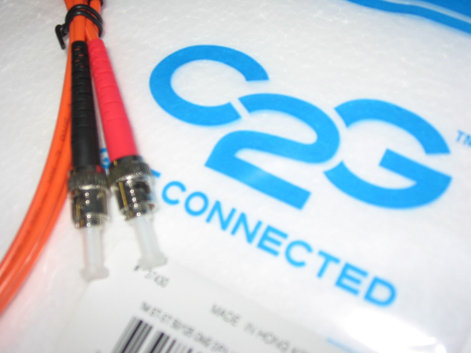 C2G 37430 Duplex Fiber Optic 1 Meter Patch Jumper Cable ST-ST 50/125 Orange