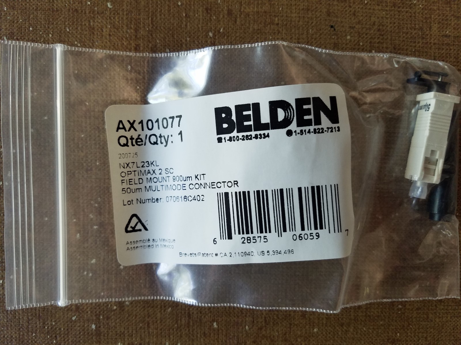 AX101077 BELDEN Optimax SC MM 50 µm OM2 OM3 for 900 µm Tight Buffer – LOT OF 6