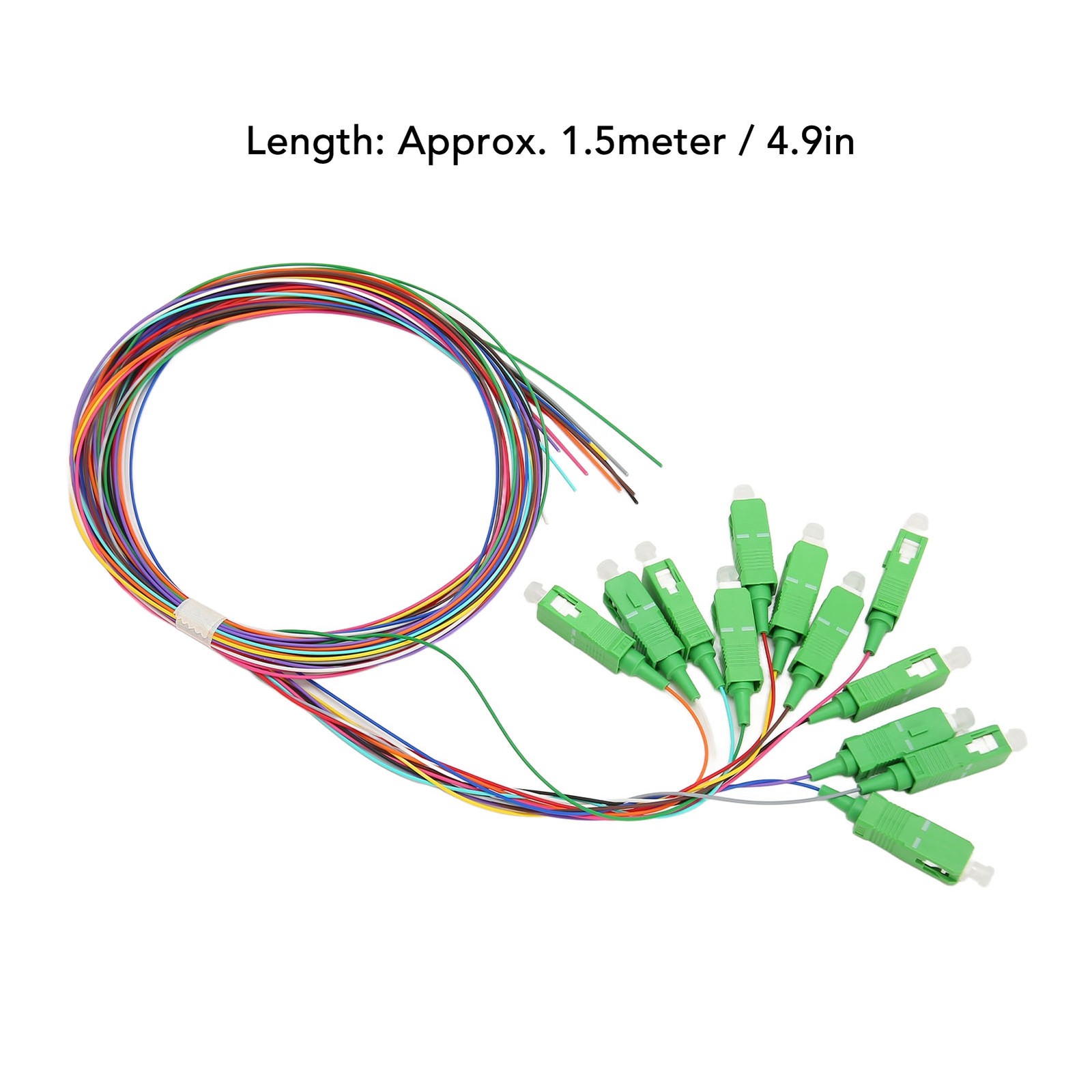 1.5 Meter Fiber Optic Pigtail 12 Strands SC 12 Color Single Mode Fiber Optic