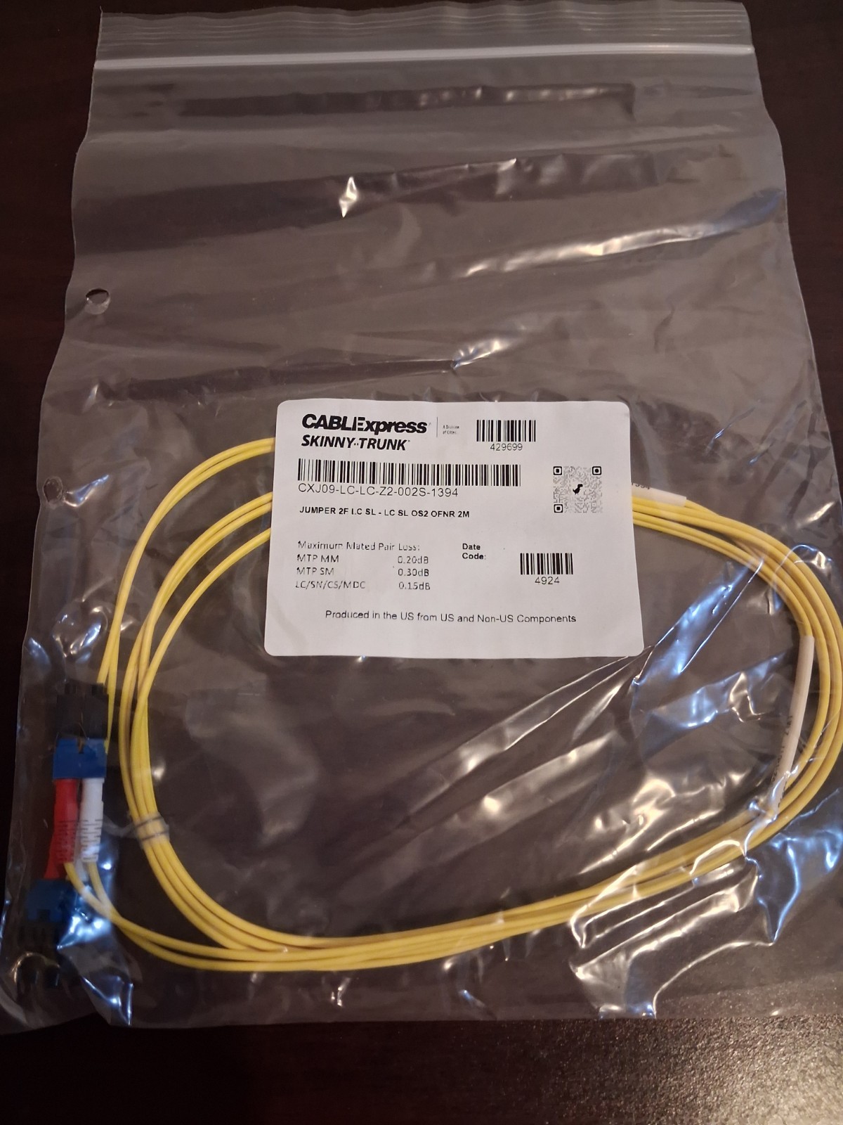 CABLExpress SkinnyTrunk Optical Fiber Cable CXJ09-LC-LC-Z2-002S-1394*LOT OF 77*