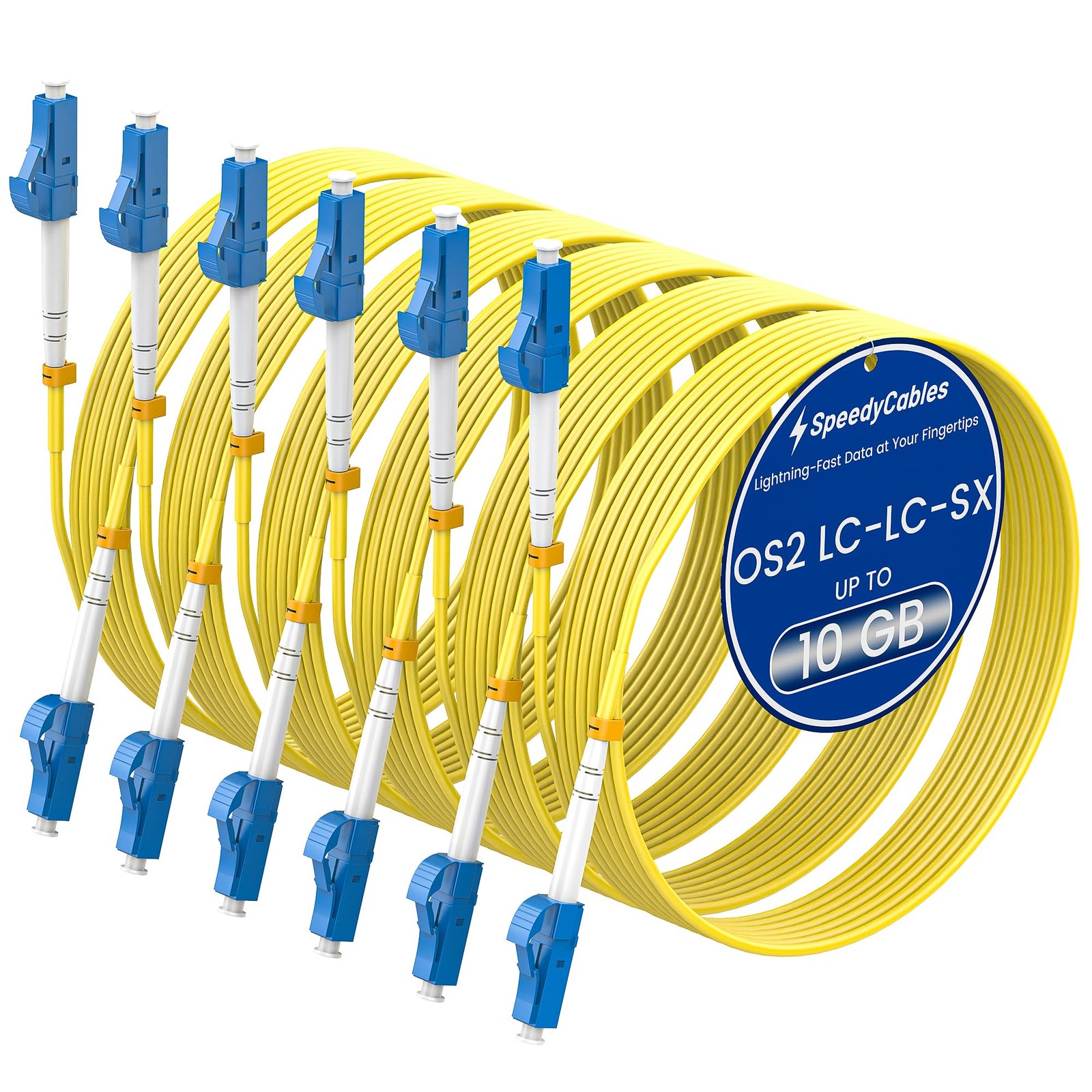 – OS2 LC to LC Fiber Patch Cable 0.2m/7in 6-Pack, 1G/10Gb 9/125um Single Mode…