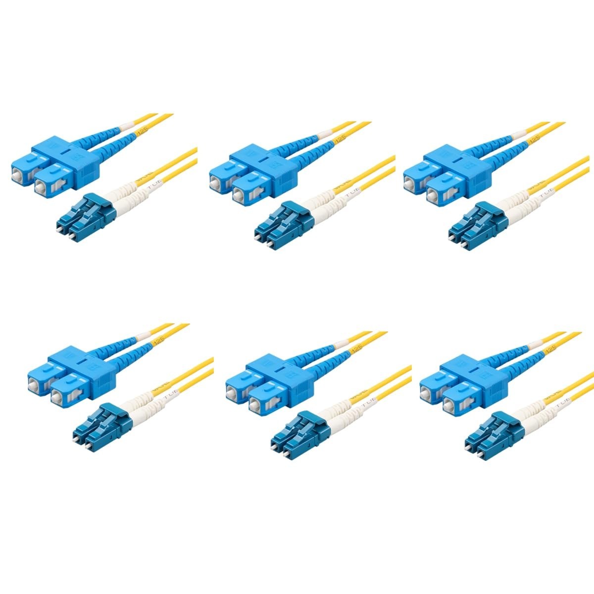 6-Pack 2 Meter Singlemode Duplex LC to SC Fiber Patch Cable | Fast Shipping