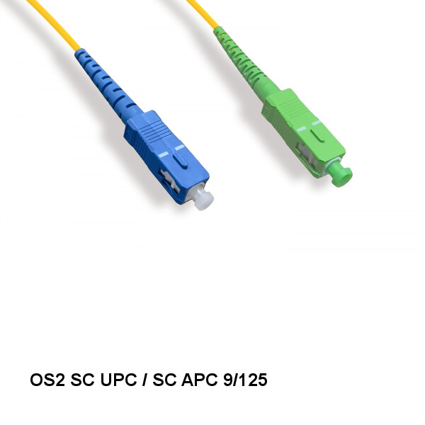 Kentek 2 Meter SC/SC UPC/APC OS2 9/125 Simplex Single-Mode Fiber Cable OFNR
