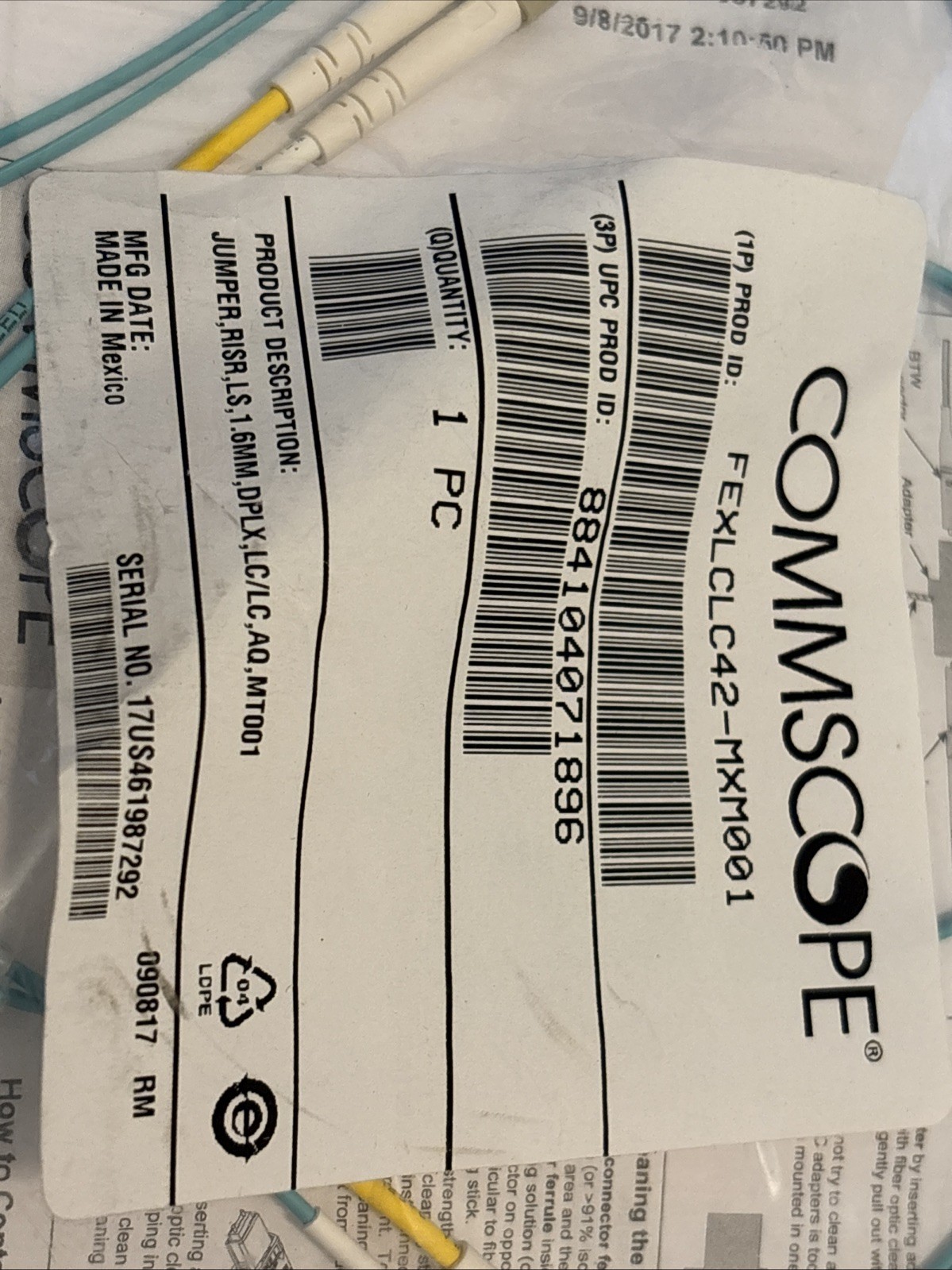 CommScope / Amphenol – FEXLCLC42-MXM001 – LazrSPEED, Fiber Patch Cord,