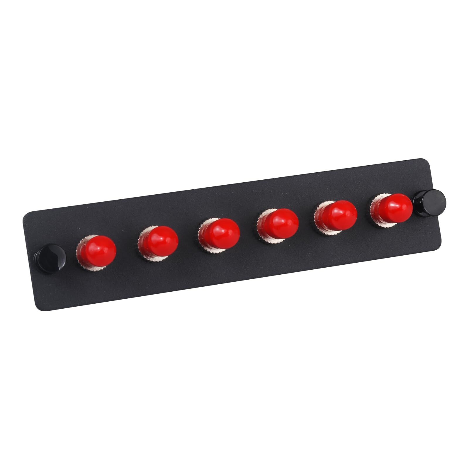 6 Simplex ST Fiber Patch Panel with Simplex Singlemode Red ST Adapters 6 Fibe…