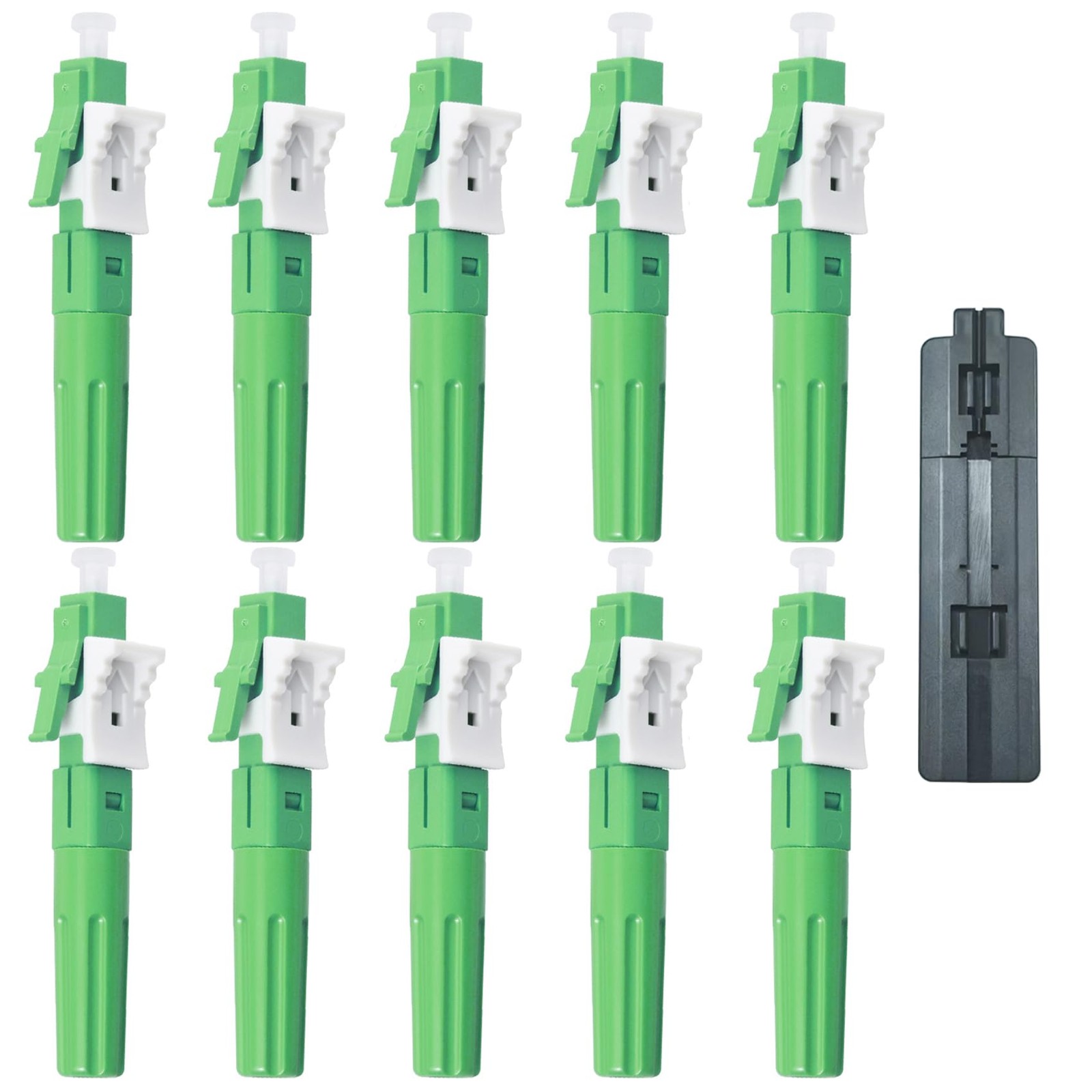 10 PCS LCAPC Singlemode Fiber Optic Cable Quick Connector Green Adapter