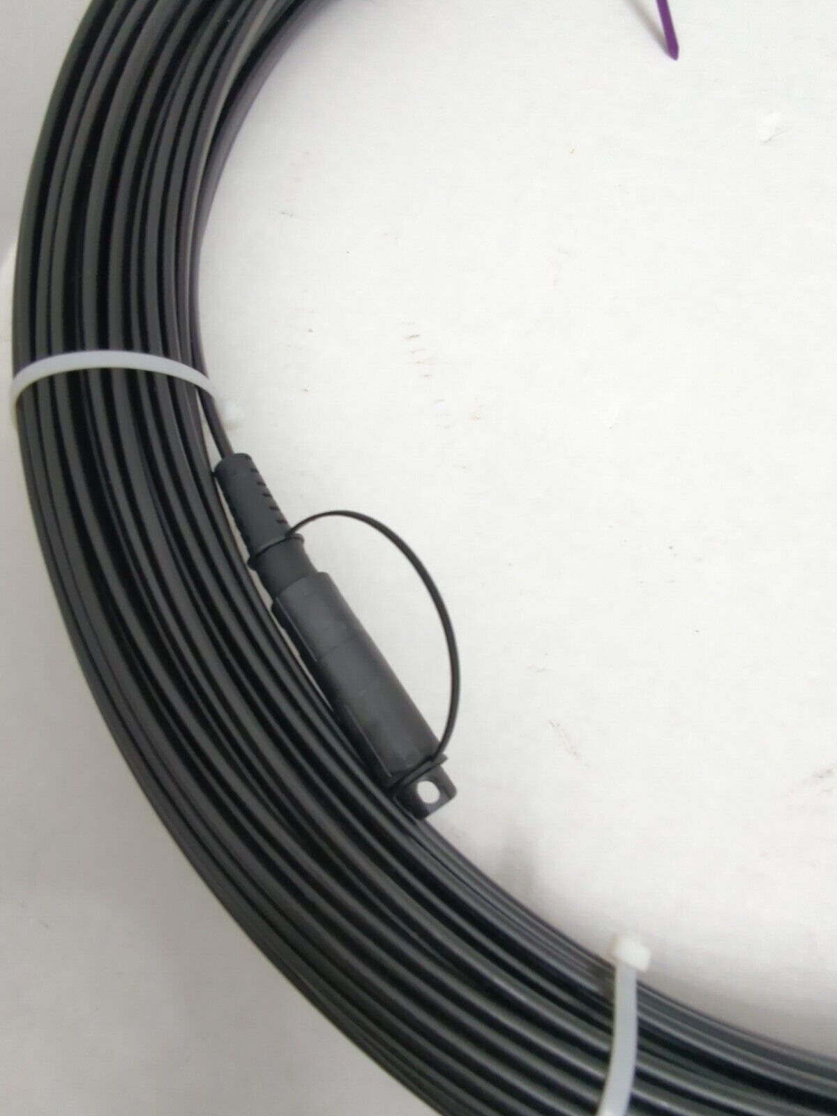 300FT Fiber Optic Flat Drop Cable Hardened SC/APC to Open End, H-Connector SMF 1